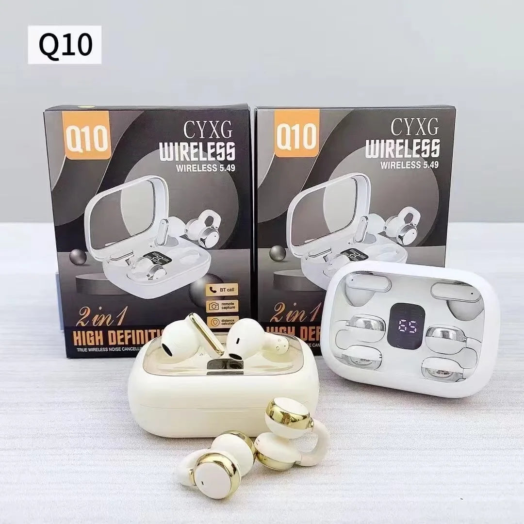 Manufacturer Twin Couple Headset Q10 Ear Clip In-Ear Earbuds Ear Clips Two Pairs Double Tws Custom Gift Logo Wireless Earphones