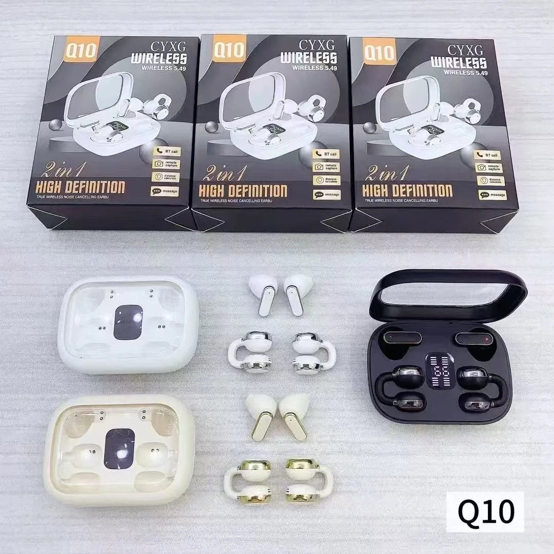Manufacturer Twin Couple Headset Q10 Ear Clip In-Ear Earbuds Ear Clips Two Pairs Double Tws Custom Gift Logo Wireless Earphones