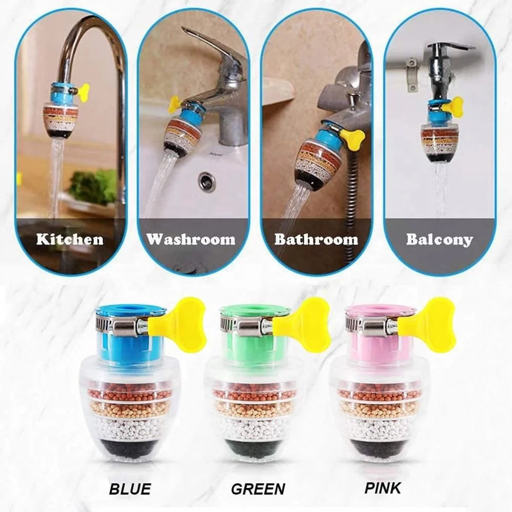 Universal 6 Layers Healthy Active Carbon Water Filter Rain Tap Water Filter Guard Faucet Purifier with Adpator