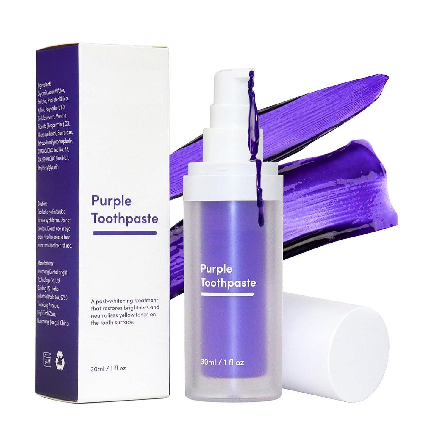 Purple Teeth Whitening Toothpaste, Color Correcting Purple Toothpaste for Teeth Whitening, Removal Stain for Adult Yellow Teeth