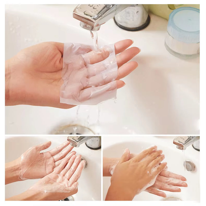 Disposable Outdoor Toiletry Hand Wash Soap Roll Sheets Dissolving Scented Paper Soap