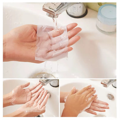Disposable Outdoor Toiletry Hand Wash Soap Roll Sheets Dissolving Scented Paper Soap